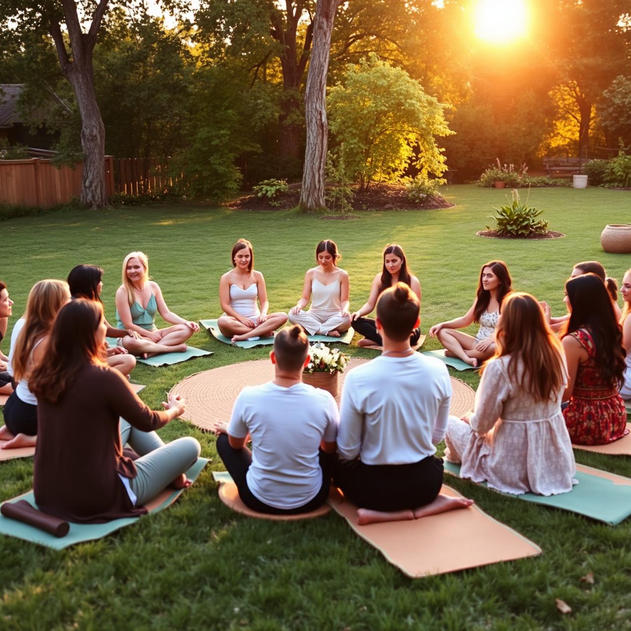 Peaceful gathering in a circle